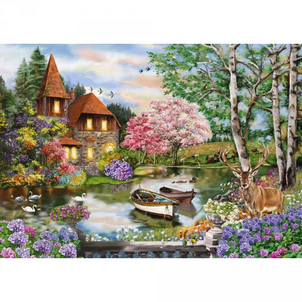 Puzzle de 1000 piezas: Casa junto al lago - Schmidt-58985