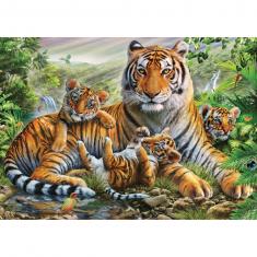 Puzzle 1000 piezas: Tigre y sus cachorros