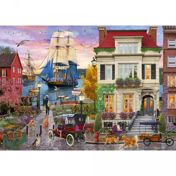 1000 piece puzzle : Boat in the harbor - Schmidt-58989