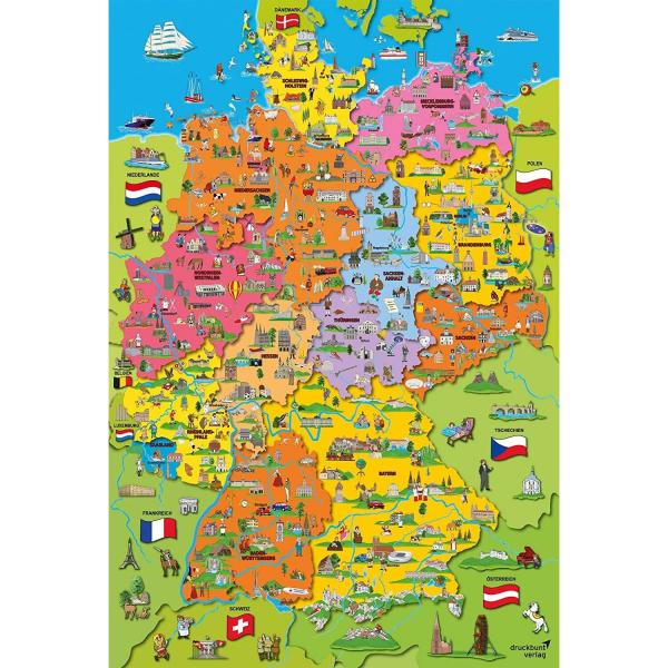 200 pieces PUZZLE: MAP OF GERMANY ILLUSTRATED - Schmidt-56312