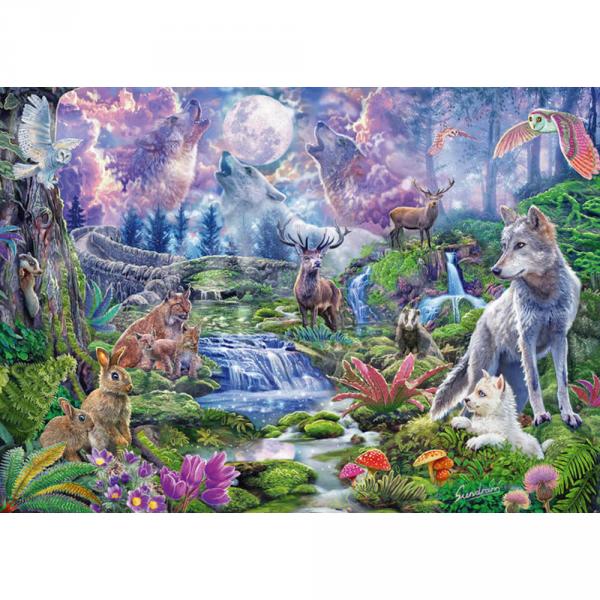 1000 piece Puzzle : wild animals in the moonlight - Schmidt-59963