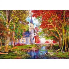 1000 Teile Puzzle: Die Kapelle im Herbstwald