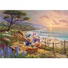 Puzzle 1000 pièces :Thomas Kinkade : Donald et Daisy, Disney  : Un après-midi de canard