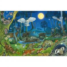 Puzzle 100 pièces : Animaux dans la forêt nocturne