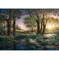 1000 Teile Puzzle: Morgenmagie am Teich - Terry Redlin