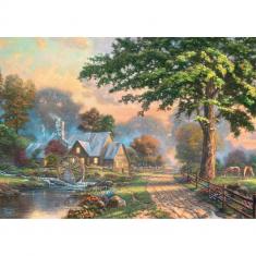 1000 Teile Holzpuzzle: Die alte Wassermühle - Thomas Kinkade