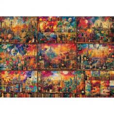 Puzzle 2000 pieces : A tasteful break: books, wines and travel