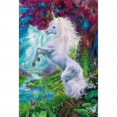 Puzzle 60 pièces : Licorne dans un jardin enchanté