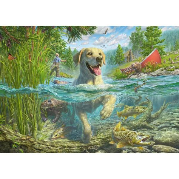 1000-Teile-Puzzle: Sable Labrador beim Angeln - Schmidt-58557