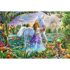 150-teiliges Puzzle: Prinzessin mit Einhorn und Schloss