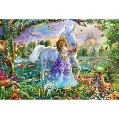 Puzzle de 150 piezas: Princesa con unicornio y castillo