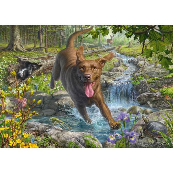 Puzzle 1000 pièces : Labrador retriever en promenade au printemps - Schmidt-58559