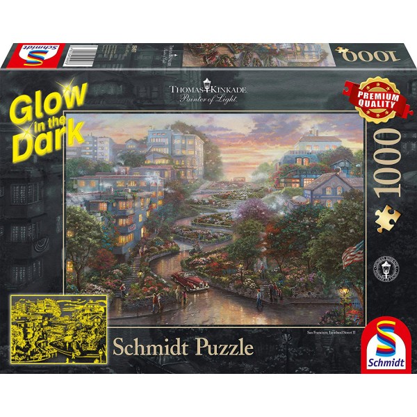 Glow in the dark 1000 pieces puzzle: San Francisco, Lombard Street - Schmidt-59497