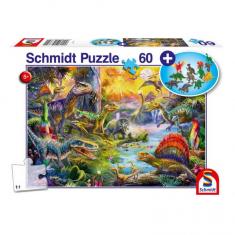 Puzzle de 60 piezas: dinosaurios con figuritas