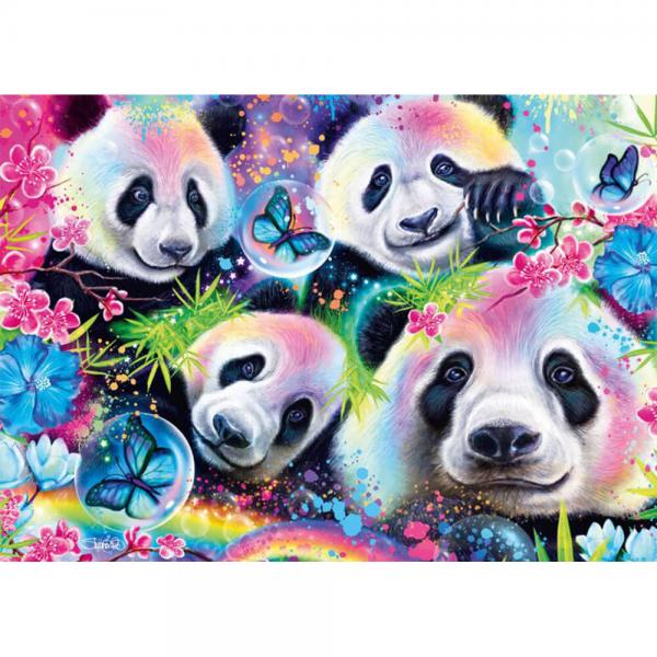 Puzzle 1000 pièces : Pandas fluo   - Schmidt-58516