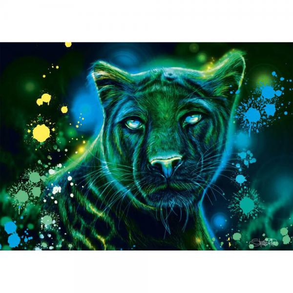 1000 piece puzzle: Neon blue green panther - Schmidt-58517