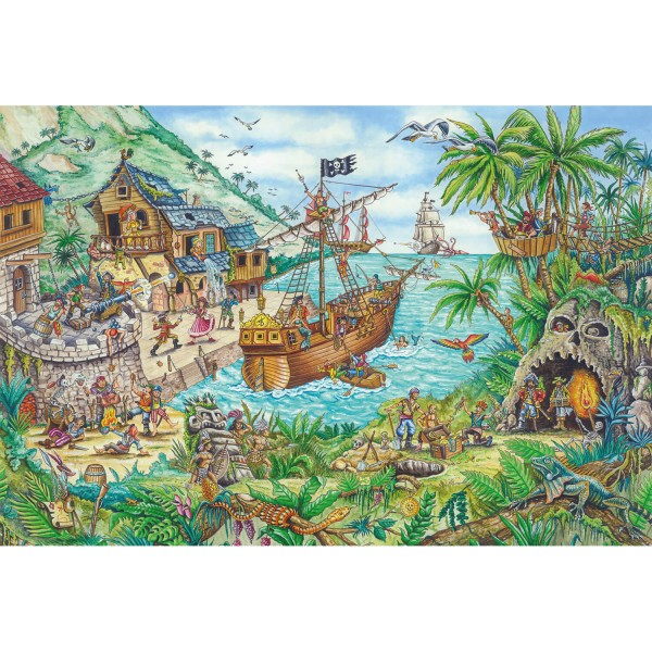 Puzzle de 100 piezas: En la bahía pirata, con bandera - Schmidt-56330