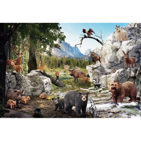 Puzzle de 40 piezas: Animales del bosque, con 2 figuras - Schmidt-56239