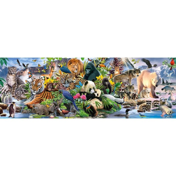 1000 pieces panoramic jigsaw puzzle: colorful wildlife - Schmidt-58384