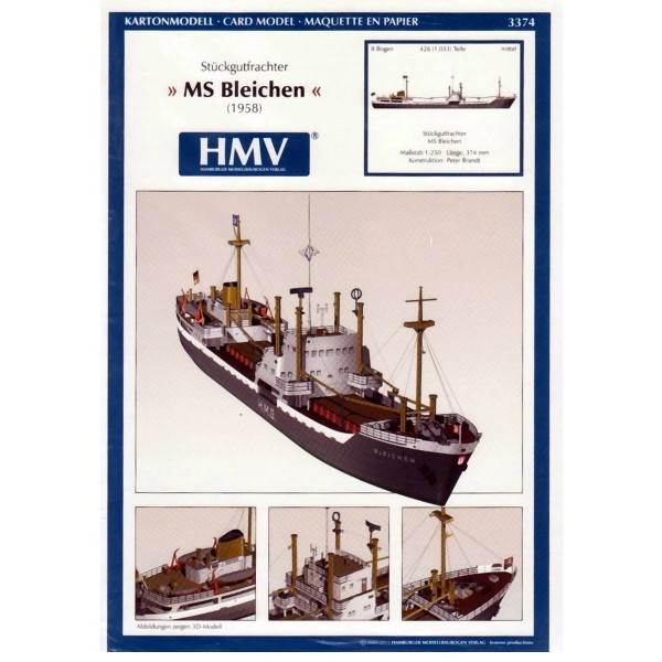 Maquette en carton : Bateau : Cargo Freighter MS Bleichen - Schreiber-Bogen-3374