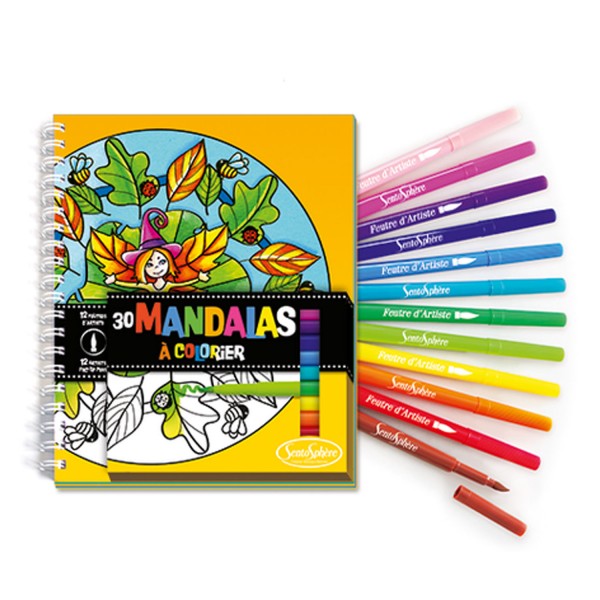 Carnet de coloriage et feutres : Mandalas - Sentosphere-9102