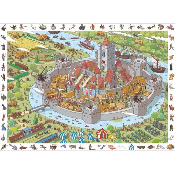 Puzzle 1000 Teile – Suchen und finden: Das befestigte Schloss - Sentosphere-7506