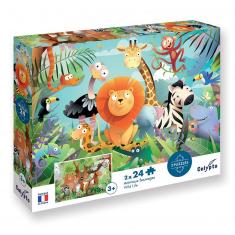 2 puzzles de 24 piezas : Animales salvajes