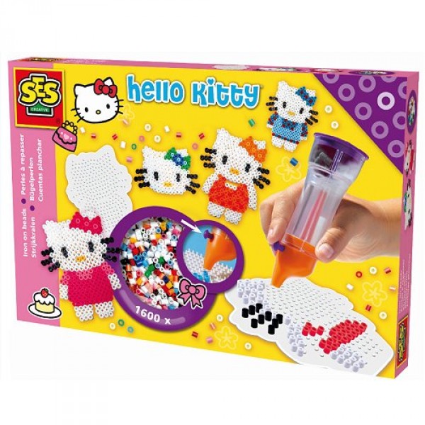 Boite de 1600 perles Technique à repasser : Hello Kitty avec appareil pour positionner les perles - SES Creative-14755