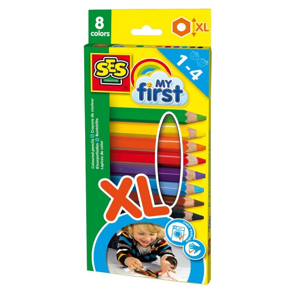 Crayons de couleurs My First : 8 crayons de couleurs XL - SES Creative-14416