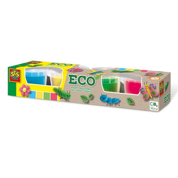Eco modeling clay: 4 pots of primary colors - SES Creative-24911