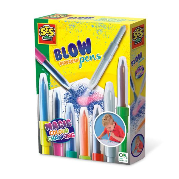 Set de feutres aérographes : Blow airbrush pens : Changement de couleur magique - SES Creative-00283