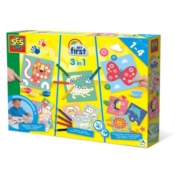 My first: 3 in 1: Finger painting, coloring and sticker shapes - SES Creative-14489
