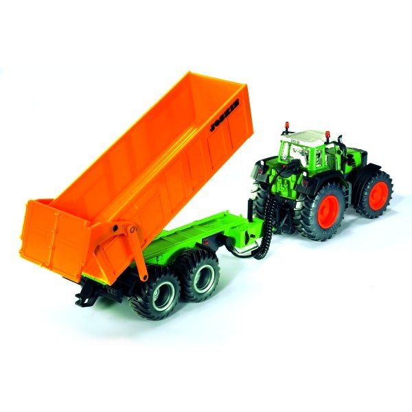 Remorque à Essieux Tandem Siku 2881 – 1/32, Métal/plastique, Rouge/vert – Pour Tracteur, Dès 3 Ans