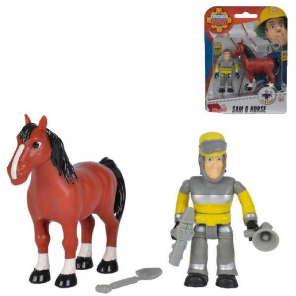 Figurines Sam le pompier : Sam et cheval - Smoby-109259746002-Sam