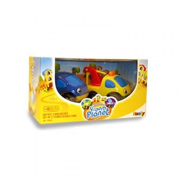 Voitures Vroom Planet : Coffret de 2 Mini Bolides : Dépanneuse jaune et voiture bleue - Smoby-750031-2
