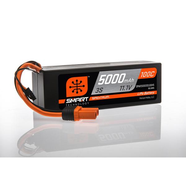 Spektrum Batterie LiPo smart hardcase 11,1 V 5000mAh 3S 100C Prise IC5 - SPMX50003S100H5