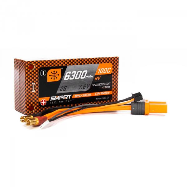 Spektrum 6300mAh 2S 7.6V 100C Smart HV LiPo Short 5mm Tubes - SPMX63002S100HT