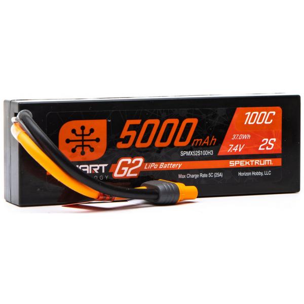 Spektrum - Batterie Lipo 5000mAh 2S 7.4V Smart G2 - 100C - IC3 - SPMX52S100H3
