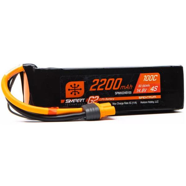 Spektrum 2200mAh 4S 14.8V Smart G2 LiPo 100C - IC3 - SPMX224S100