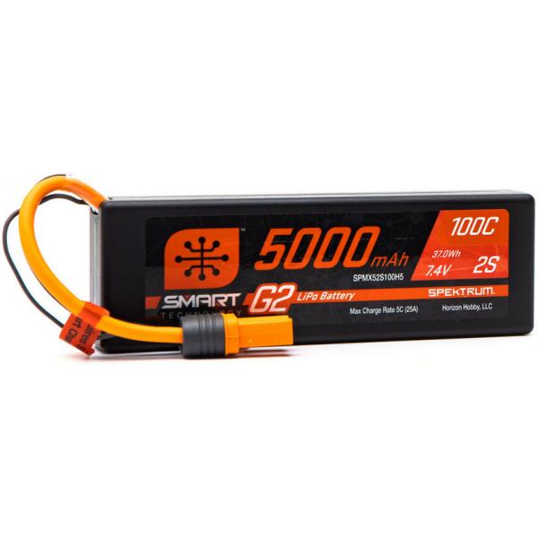 Spektrum - Batterie Lipo 5000mAh 2S 7.4V Smart G2 - 100C - IC5 - SPMX52S100H5