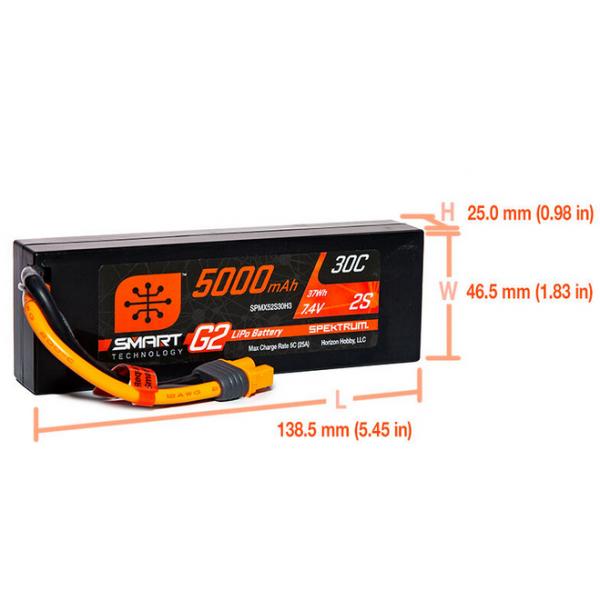 Smart Lipo 2S 7.4V 5000mAh 30C G2 Hard Case IC3 - SPMX52S30H3