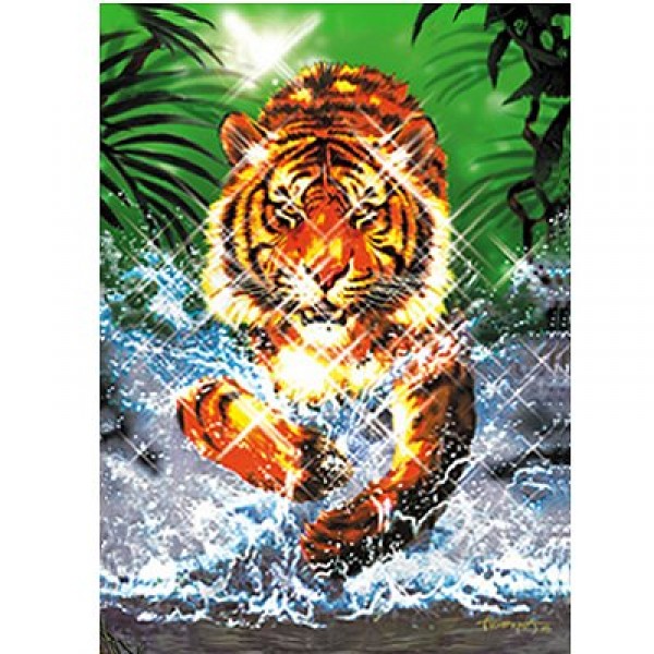 Puzzle 1000 pièces effet métallique - Le Tigre sauvage - Spielspass-77458-2