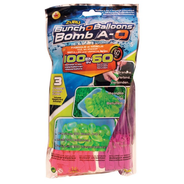 Bombe à eau Bomb A-O Bunch A-o Balloons : Recharge Rose/blanc/violet - SplashToys-31115-1
