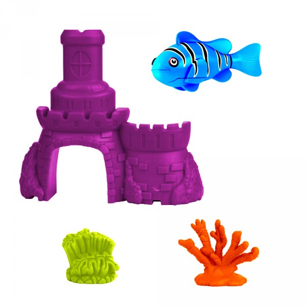 Jouet pour le bain : Robo fish avec château : Poisson bleu et château violet - SplashToys-31319-6