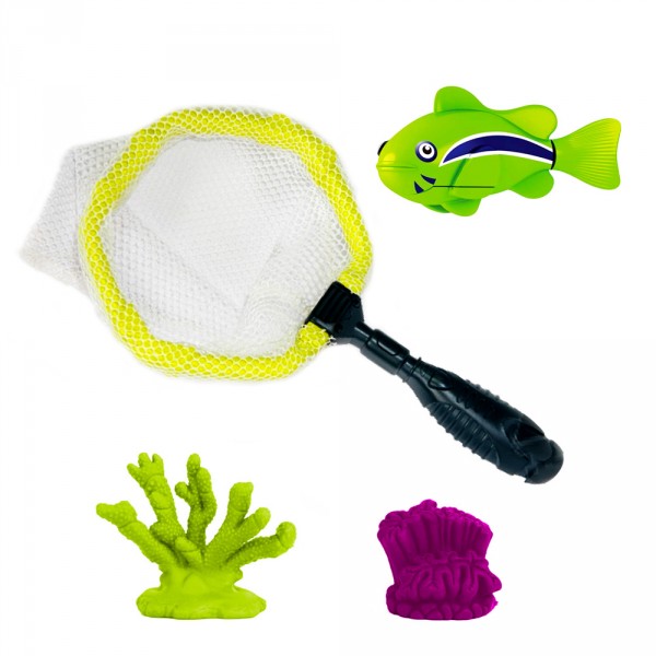 Jouet pour le bain : Robo fish avec épuisette : Poisson vert - SplashToys-31326-2-11-16
