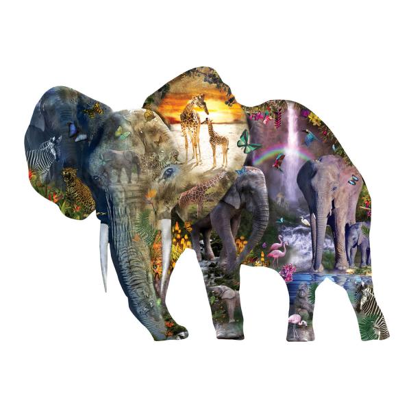 Puzzle shape 1000 pieces : Elephant Waterfall - Sunsout-95015