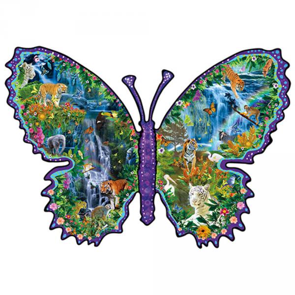 Puzzle shape 1000 pieces : Rainforest Butterfly - Sunsout-95571