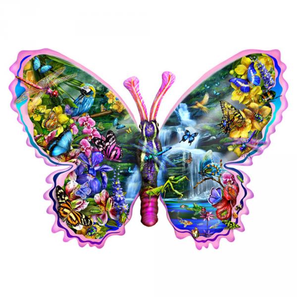 Puzzle shape 1000 pieces : Butterfly Waterfall - Sunsout-95234