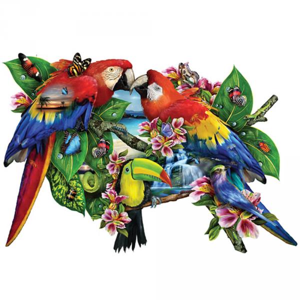 Puzzle shape 1000 pieces : Parrots in Paradise - Sunsout-95278