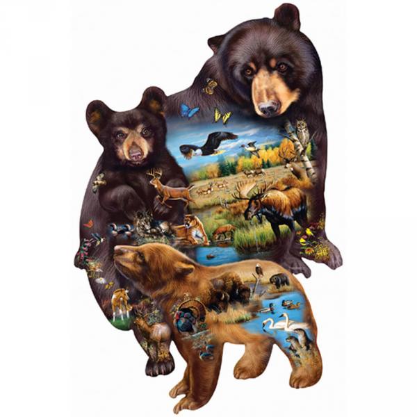 Puzzle shape 1000 pieces : Bear Family Adventure - Sunsout-95732